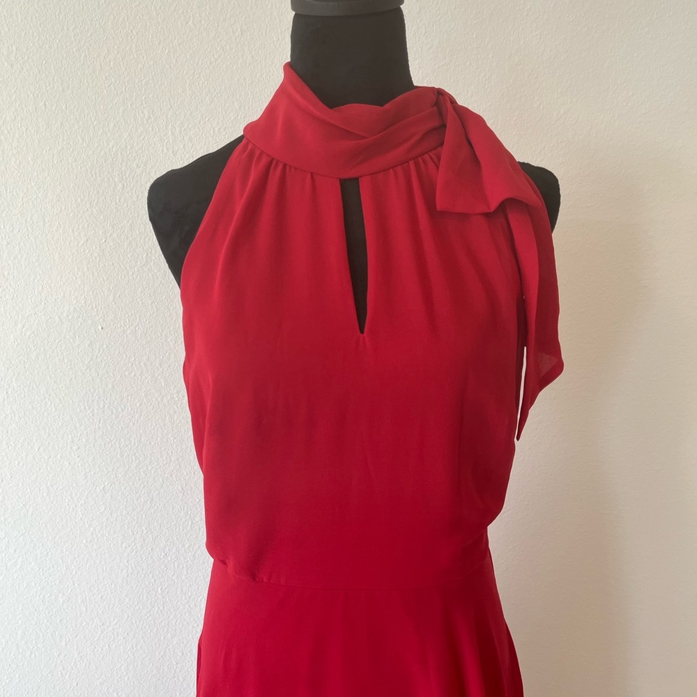 NWT-White House Black Market—-HiLo Maxi Dress-Color is Red Rose - Picture 3 of 7